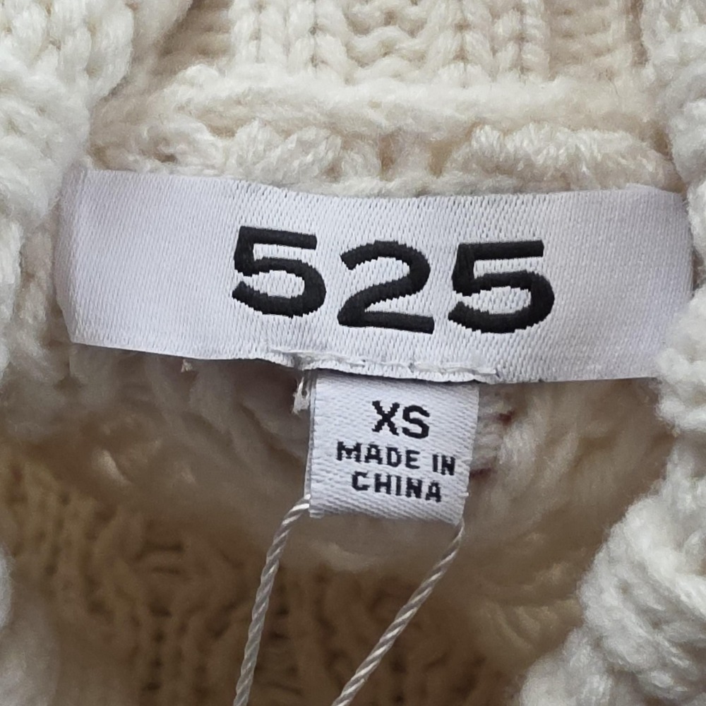 525 Sweater Womens XS White Cable Knit Turtleneck Long Sleeve Pullover Casual - Picture 4 of 10